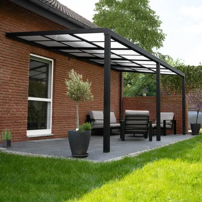 Produktbild von HOME DELUXE - Terrassenüberdachung SOLIS DELUXE - 390 x 295 x 233 / 272 cm - inkl. Schiebedachfunktion - inkl. Hohlkammerplatten, Montagematererial I Pergola Überdachung Terrassendach