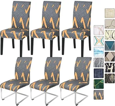 Image de Housses de chaise stretch grises Unyqoos® – lot de 6, housses élastiques pour chaises de salle à manger et d'hôtel sans accoudoirs, hauteur du dossier de 45 à 65 cm, 92 % polyester/8 % Élasthanne