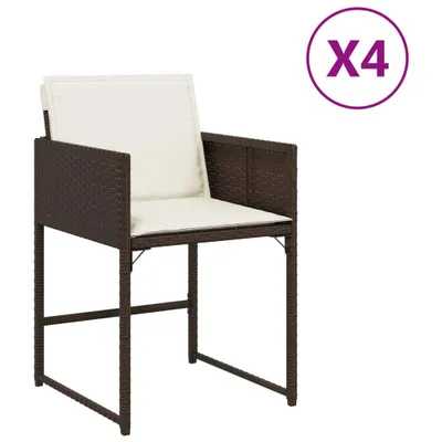 Produktbild von vidaXL Gartenstühle mit Kissen 4 Stk. Braun Poly Rattan