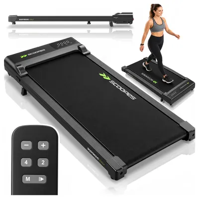 Produktbild von Scoopes Walk Walking Pad elektrisch, 1–6 km/h, 550 W, LED Display, Fernbedienung, manuelle Steigung, bis 100 kg, KI-generiertes Bild