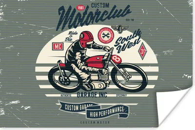 Produktbild von MuchoWow® Poster Motorrad - Retro - Zitat 30x20 cm - Plakate - Print