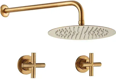 Produktbild von Unterputz-Zweigriff-Duscharmatur CARBINI gebürstetes gold Duschkopf Ø 20cm