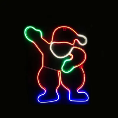 Immagine prodotto di ACA Decorazione natalizia luminosa da esterno a forma di Babbo Natale, 300 LED, doppio tubo al neon da 3 m, multicolore, IP44, 39 x 54 cm, cavo di alimentazione da 1,5 m X083003418