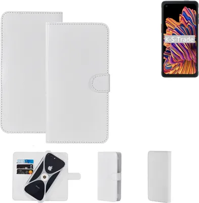 Produktbild von K-S-Trade Handy Hülle Schutz Hülle kompatibel mit Samsung Galaxy XCover Pro Cover Case Bookstyle Bumper weiß 1x