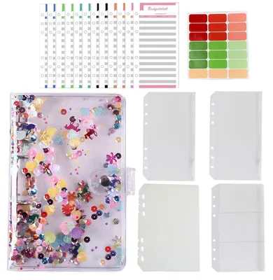 Image de Planificateur budgétaire A6, design pailleté, avec accessoires