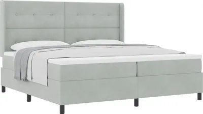 Obrázok produktu pre Posteľ s pružinovým rámom Svetlosivá 200 x 200 cm Zamat