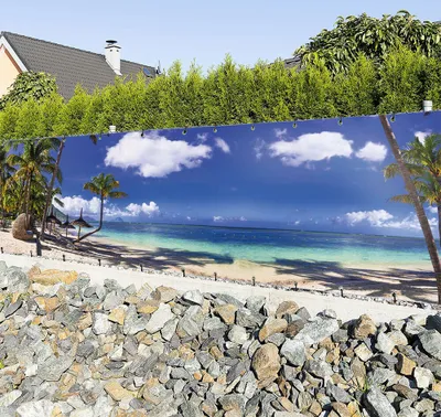 Produktbild von Balkonbanner Strand Insel Meer Balkon Sichtschutz Garten