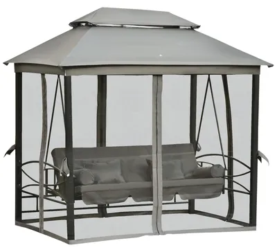 Produktbild von Hollywoodschaukel Gartenschaukel Schaukel mit Seitenwänden 3-Sitzer Grau 256 x 172 x 248 cm