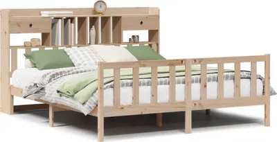 Produktbild von vidaXL Massivholzbett mit Regal ohne Matratze 180x200 cm Kiefernholz