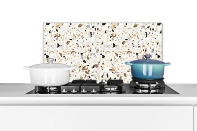 Obrázek produktu pro KitchenYeah® Splashback kitchen - Kuchyňský splashback - Ochrana stěny sporáku a dřezu - Terrazzo - Vzor - Design 60x30 - Alu-Dibond (alternativa ke skleněnému splashbacku) - Tepelně odolný - Splashback na sporák - Kuchyňský splashback