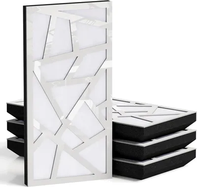 Produktbild von 4er-Pack – Schmale Akustikpaneele mit Samtstoff |50x25 cm| Dekorative Geräuschkontrolle & Echoreduzierung [SKYROSS-F Weißer Kunststoff|Weiß]