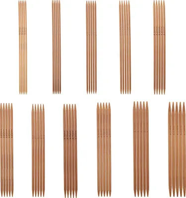 Produktbild von Bambus-Doppelspitznadeln, 11 Stück/Set, Stricknadeln, handgefertigtes Werkzeug, Weben, Bespannen, 11 Größen für kreatives Heimwerken