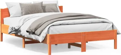 Produktbild von Design Massivholzbett mit Kopfteil Wachsbraun 150x200 cm Kiefer, Klassische Betten 2024 Neu