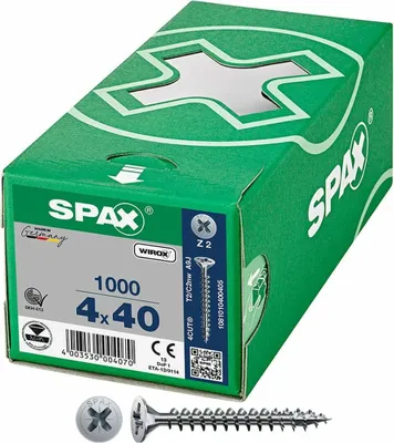 Image de SPAX® 1081010400405 SPAX® Universalschrauben Z2 Senkkopf WIROX 1081010400405 4 mm x 40 mm, 1000 St.