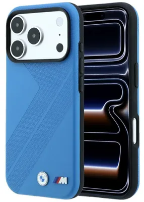Produktbild von Hülle für iPhone 18 Pro Max / 17 Pro Max, BMW M Reifenprofil-Metalllogo, MagSafe-kompatibel, blau