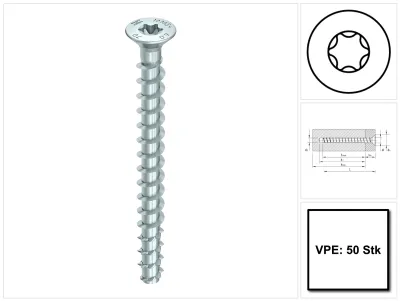 Produktbild von HECO-MMSplus-F 7,5x 80/25/ 45 T-40 zn-bl