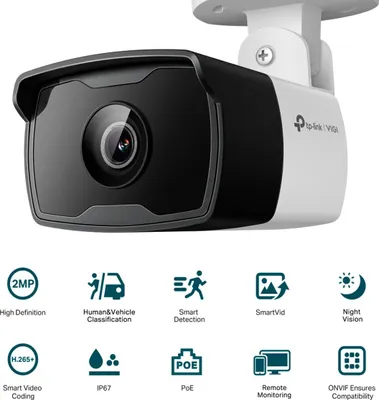 Obrázek produktu pro TP-Link VIGI C320I, Bezpečnostní IP kamera, Venkovní, Kabel, Strop/zeď/tyč, Černá, Bílá, Žárovka
