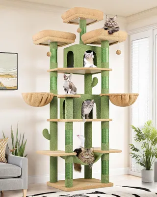 Productafbeelding van Katzenboom, designmodel, 204 cm hoog, met hangmat voor 2-3 katten, speel- en rustplaats