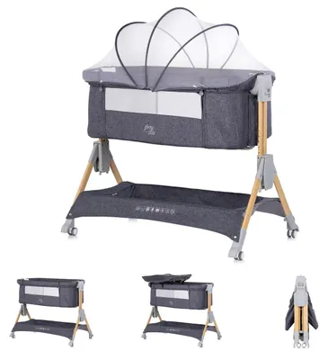 Produktbild von Chipolino Beistellbett Sleep´n Fold Matratze Räder Schwingfunktion Wickelauflage grau