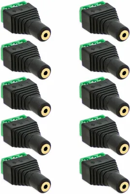Produktbild von 10x Klinken Buchse 2,5mm Adapter > Terminal Block 3-Pin Schraub Klemmen Vergoldet