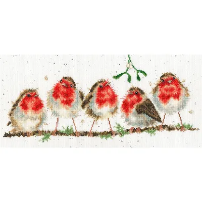 Produktbild von Bothy Threads Kreuzstich-Set "Rockin Rotkehlchen", 39x18cm, XHD69, Zählmuster