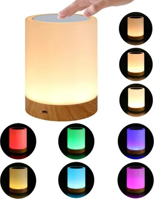 Produktbild von LED Nachttischlampe dimmbar, 6 Farben, 12h Akku, tragbare Tischleuchte, Touch-Bedienung, warmweiß dimmbar, Akku-Betrieb