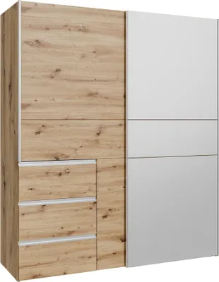 Produktbild von Schiebetürenschrank >WINN 2< 3 Schübe, 2 Stangen, Artisan Eiche Nachbildung - 170,3x200,5x61,2cm (BxHxT)