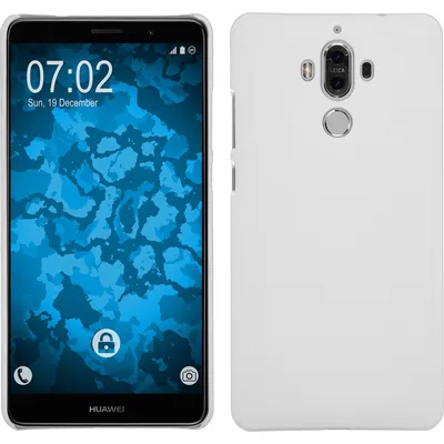 Produktbild von PhoneNatic Case kompatibel mit Huawei Mate 9 - Hülle weiß gummiert Hard-case + 2 Schutzfolien