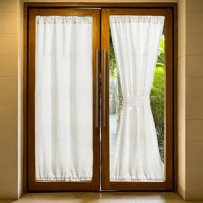 Halbtransparenter Leinenvorhang, 184 x 132 cm, antike Spitze, Polyester