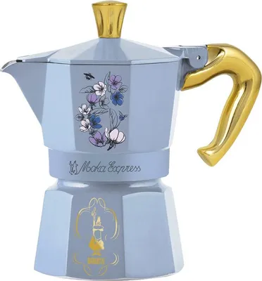 Obrázek produktu pro Bialetti Bridgerton, moka konvice, černá, modrá, zlatá, fialová, žlutá, hliník, 3 šálky, termoplast, Moka Express