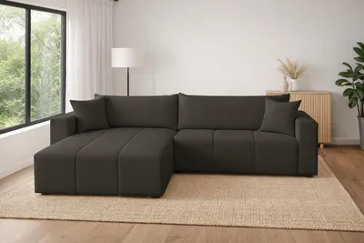 Produktbild von Ausziehbares Ecksofa FENO, Eckcouch mit Schlaffunktion und Wellenfederung.