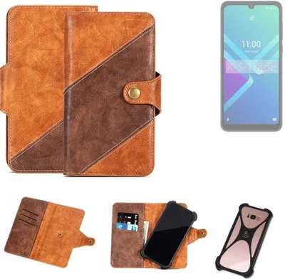 Produktbild von K-S-Trade Handyhülle Schutzhülle Bookstyle Case Wallet-Case kompatibel mit Wiko Y82 Cover Klapphülle Kantenschutz Smartphone dunkelbraun braun 1x