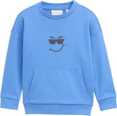 Produktbild von Tom Tailor Oversize Sweatshirt mit Print, Kängurutasche und überschnittener Schulternaht