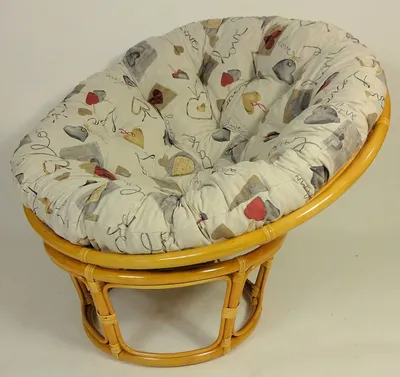 Produktbild von Rattan Papasan Sessel, Papasansessel D 110 cm, Fb. Honig, inkl. hochwertigen Mirha Leinen Polster, Stoff Love