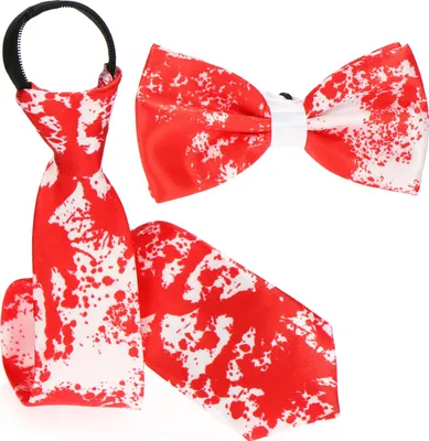 Produktbild von com-four® Halloween Krawatte & Fliege - Schlips und Schleife im Blut-Design - Halloweenkostüm uni - Kostüm für Halloween, Fasching und Mottopartys