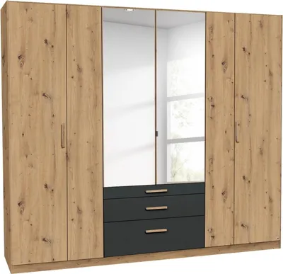 Produktbild von Drehtürenschrank >Mosbach< in Eiche Artisan / grau metallic - 226x210x57 (BxHxT)
