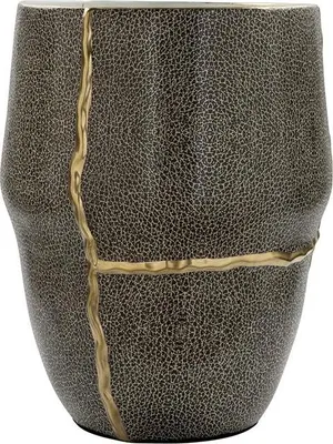 Produktbild von Fink FAVORA, Übertopf, Vase, Porzellan, lederähnlicher Look, grau, schwarz, H. 40.5 cm, D. 28.5 cm 127166