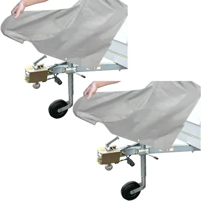 Image de 2 x Housse de timon universelle pour remorque, en PVC, dimensions 82 x 32 x 59 cm, couleur grise