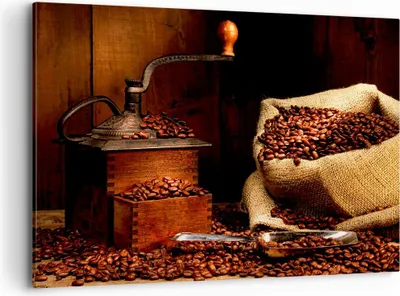 Produktbild von Bild auf Leinwand - Leinwandbild - Frühstück Schokolade Kaffee Bohnen - 120x80cm - Wand Bild - Wanddeko - Leinwanddruck - Bilder - Kunstdruck - Leinwand bilder - Wandkunst - AA120x80-2163
