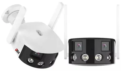 Productafbeelding van OBA-DL-T20 WLAN-camera voor buitengebruik, met dubbele lens, kijkhoek