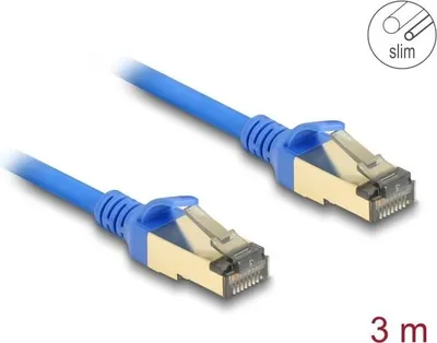 Produktbild von Delock RJ45 Netzwerkkabel Cat.8.1 F/FTP Slim 3 m blau