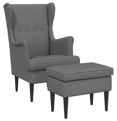 Image de vidaXL : 2 fauteuils avec repose-pieds, tissu gris foncé