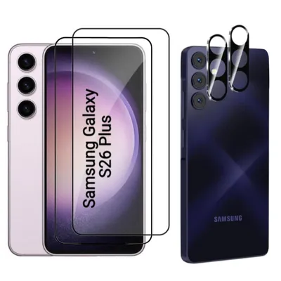 Produktbild von CLM-Tech 4er Set Schutzfolie kompatibel mit Samsung Galaxy S26 Plus / S26+ - 2X Panzerfolie + 2X Kameraschutz Kameraglas Panzerglas 9H Glas Folie kristallklar