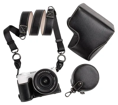 Productafbeelding van Solidchoice - PolyurethanLeren Beschermhoes voor Sony ZV-E10 II Camera met Schouderband - Zwart