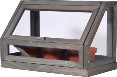 Produktbild von dobar Mini-Gewächshaus für Jungpflanzen und Kräuter, Indoor-Frühbeet inkl. Töpfe, 38 x 20 x 24,5 cm, Grau