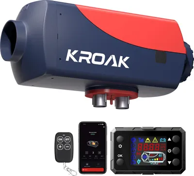 Obrázok produktu pre KROAK Air Diesel Heater 12V 5KW Air Diesel Parking Heater Ohrievač vzduchu 0,16-0,52L/H Diesel Heater s LCD displejom a diaľkovým ovládaním a aplikáciou Bluetooth, červený