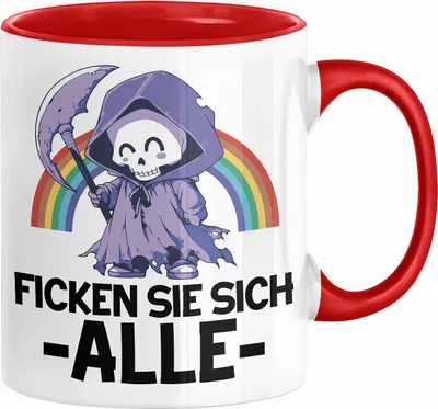 Produktbild von Lustige Tasse Kollegen F Sie Sich Alle Sensenmann Humor Sarkasmus Geschenkidee Kollegin Frauen (Rot)