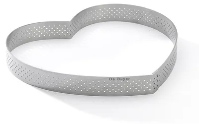 Image de de Buyer 3099.52 perforovaný rám tvar srdce průměr 18 cm výška 2 cm nerez