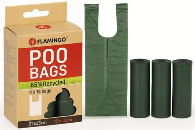 Productafbeelding van Flamingo Kotbeutel, recyclebaar, met handgreep, kleur groen, 4 stuks x 15 stuks