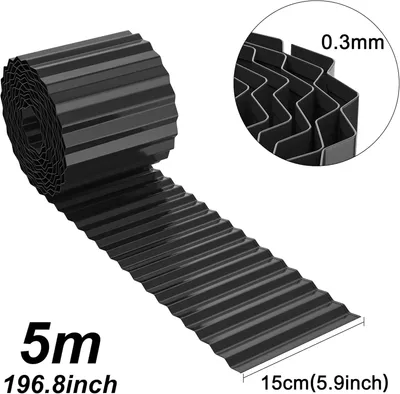 Immagine prodotto di QEENTOE, bordatura flessibile per aiuole, 20 metri, ideale per delimitare aiuole e giardini, altezza 15 cm, colore nero, confezione da 4 pezzi